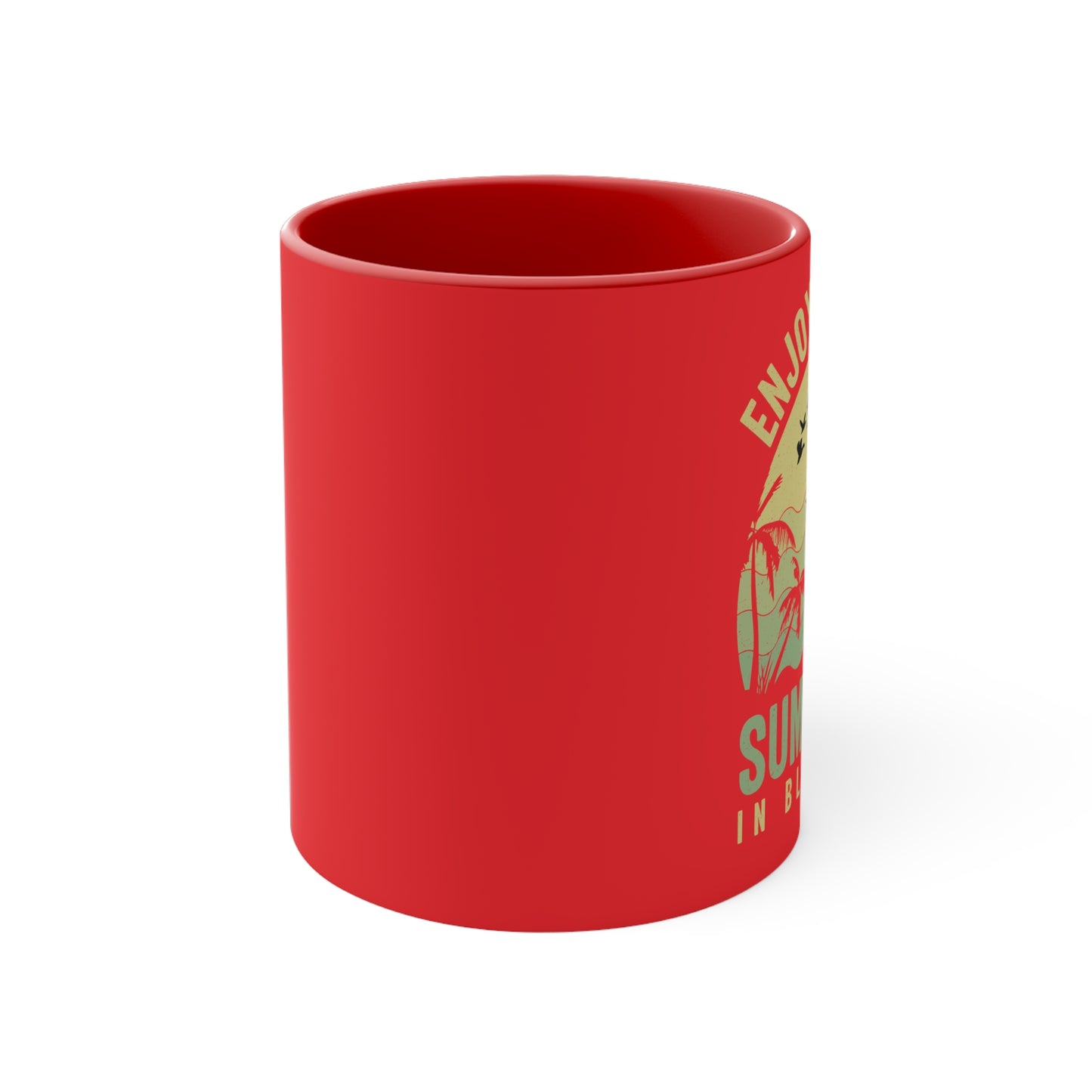Enjoy the Sunshine Red Accent Mug — 11 oz Ceramic Coffee Cup