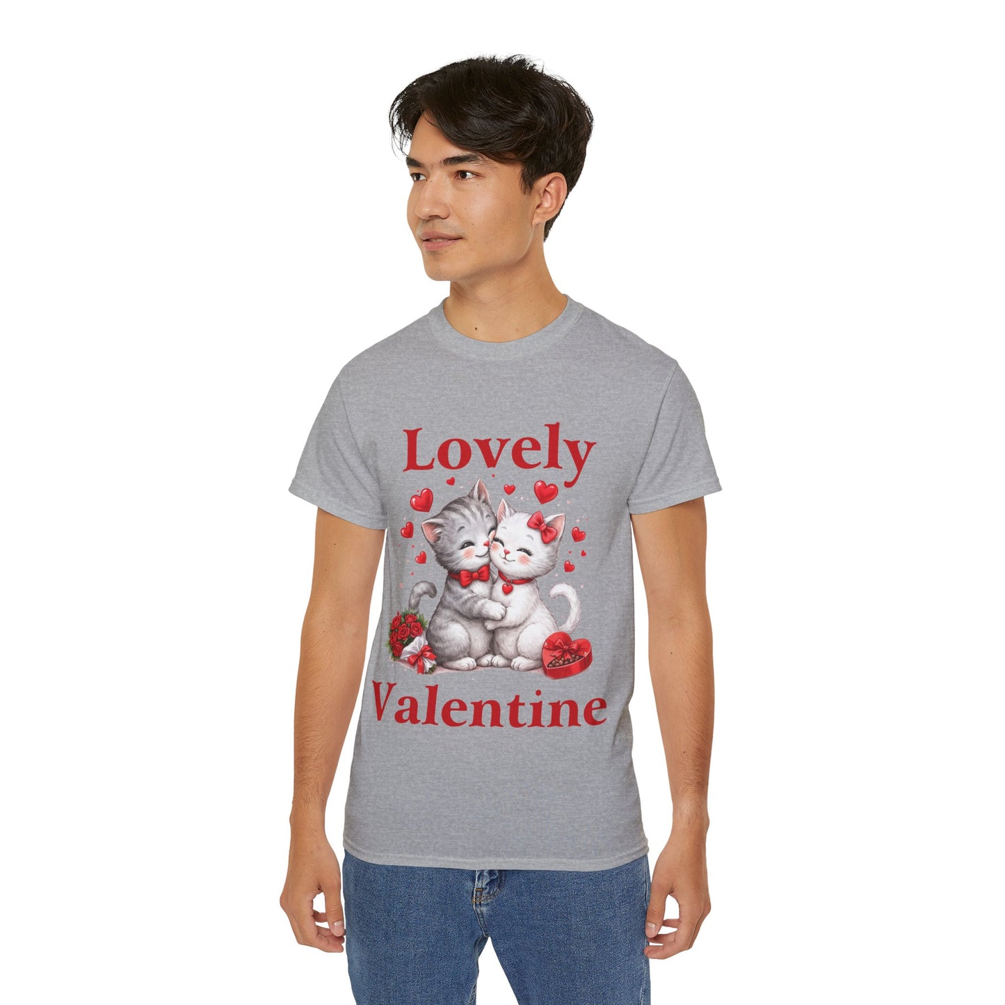 Valentine Kitty Tee - "Lovely Valentine" Cute Cat Couple Valentine's Day T-Shirt