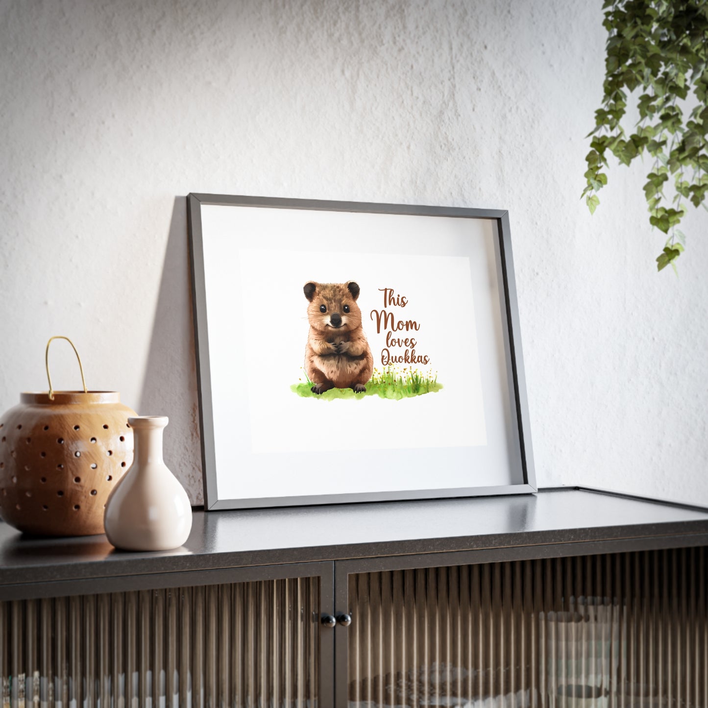 Quokka Mom Framed Poster — "This Mom Loves Quokkas" Matte Wall Art