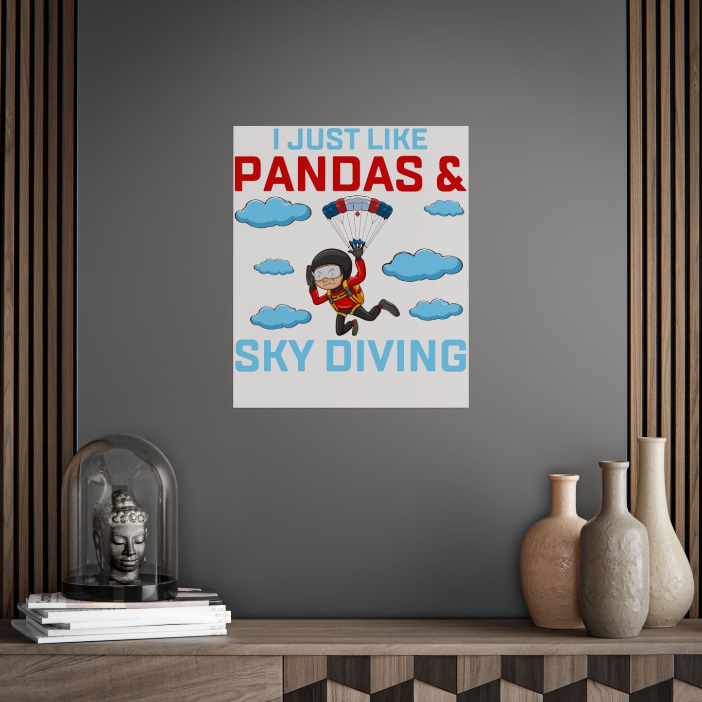 Playful Panda Sky Diving Unframed Poster