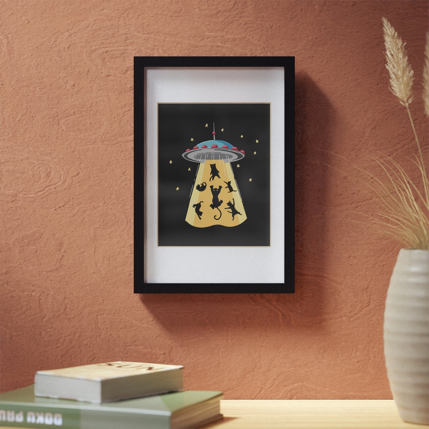 UFO Cat Abduction Framed Poster