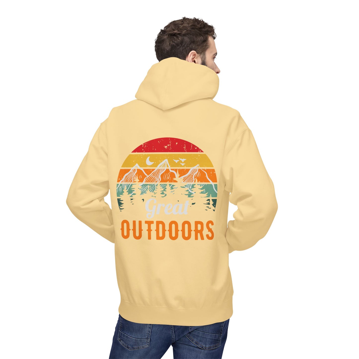 Outdoors Hoodie — Great Outdoors Vintage Mountain & Trees Pullover