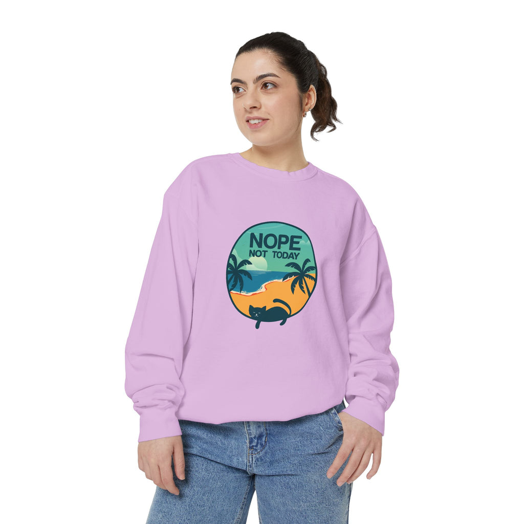 Nope Not Today Sweatshirt — Relaxed Beach Palm Tree Crew