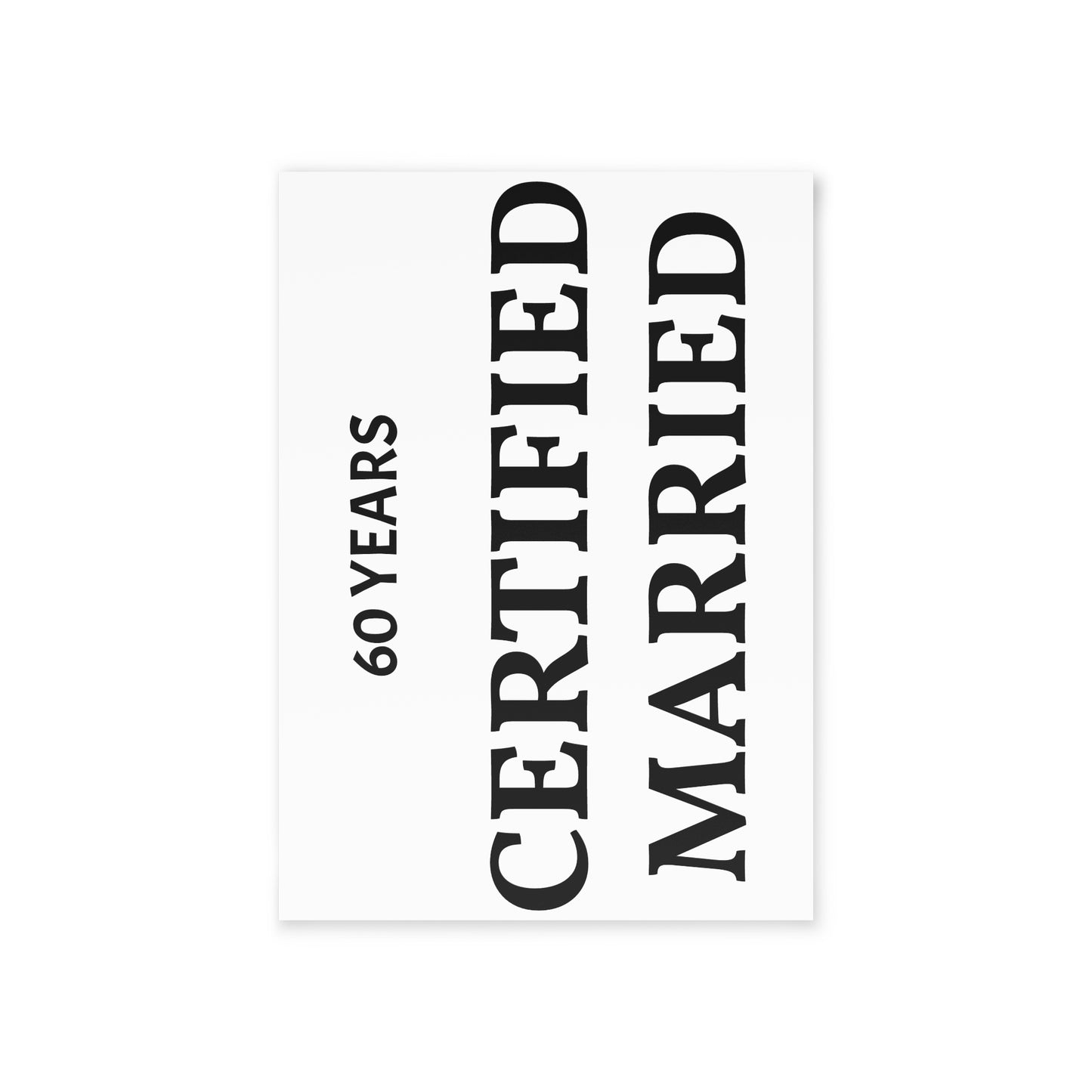 Anniversary Candy-Heart Holiday Cards — 'Certified Married 60 Years' Two-Sided Greeting