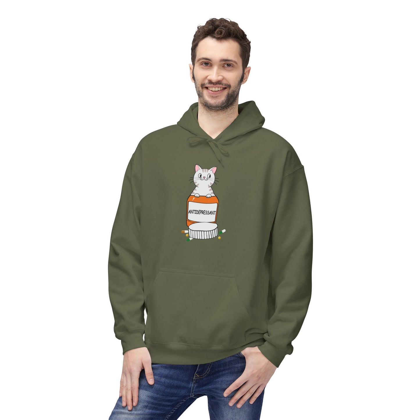 Cute Bunny in Medicine Bottle Hoodie — 'Anti Hiss' Graphic Pullover