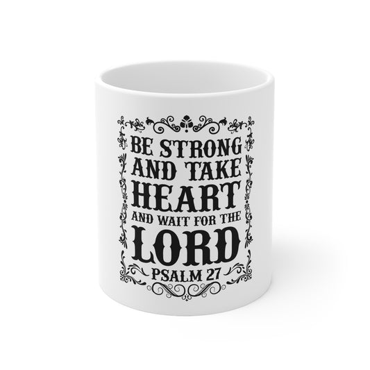 Inspirational Coffee Mug with Psalm 27 Quote