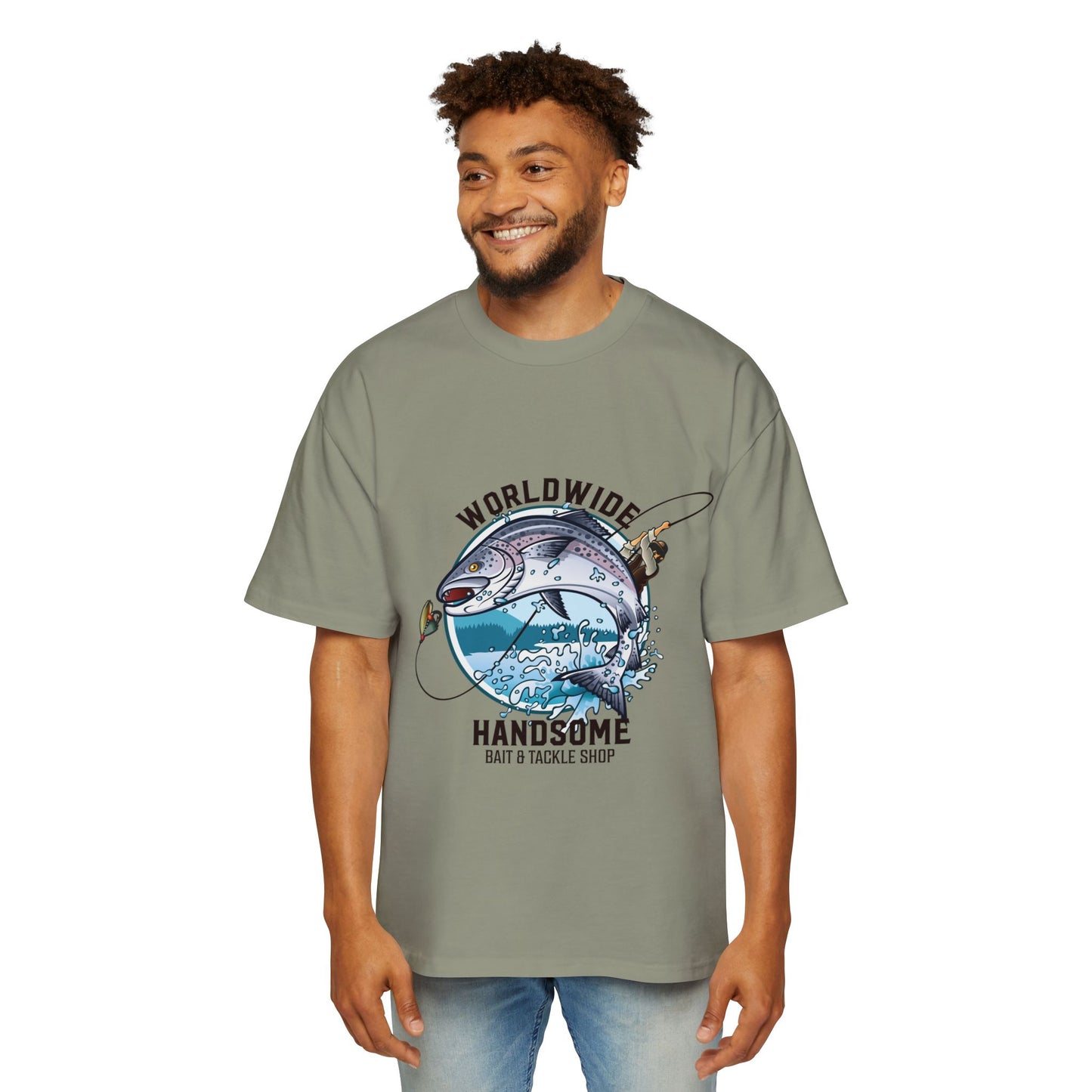 Fishing Tee — "Worldwide Handsome" Bass & Tackle Shop Graphic Shirt