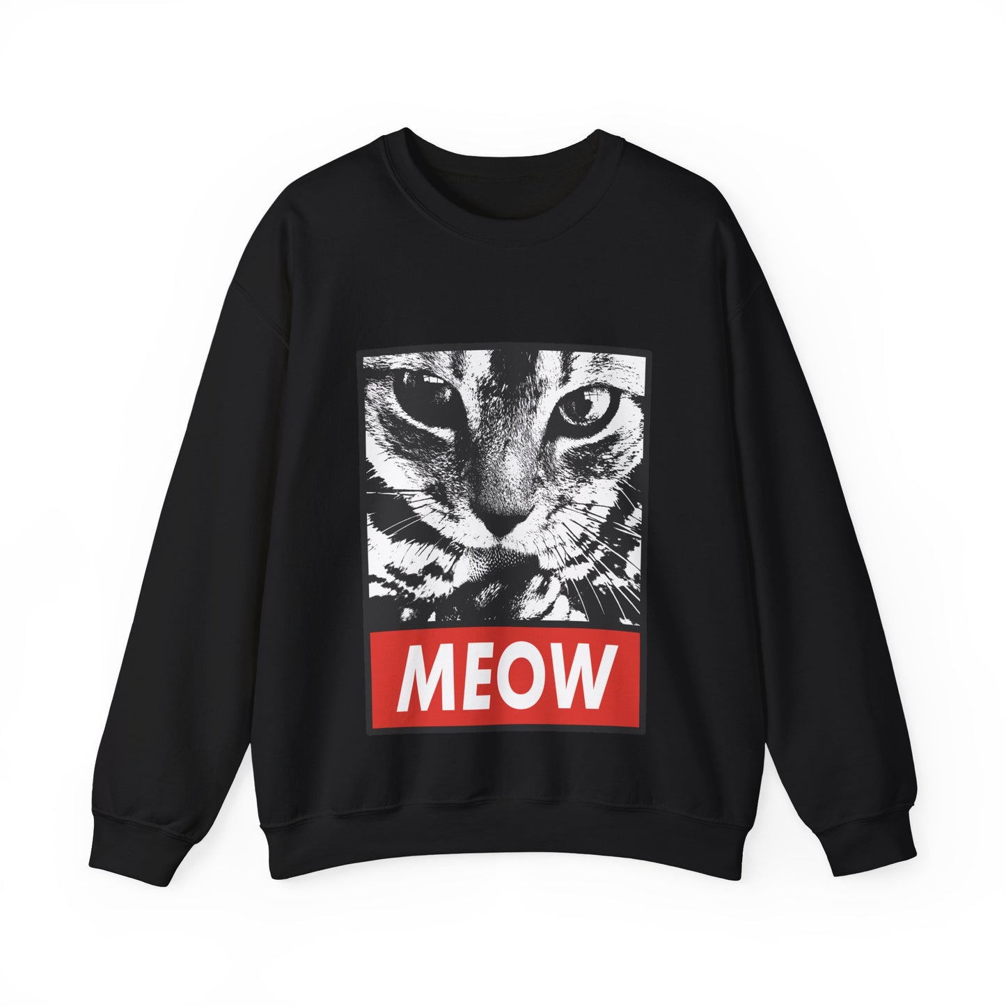 Cat Meow Crewneck Sweatshirt – Retro Graphic Cat Face