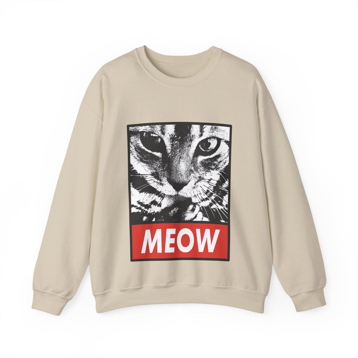 Cat Meow Crewneck Sweatshirt – Retro Graphic Cat Face