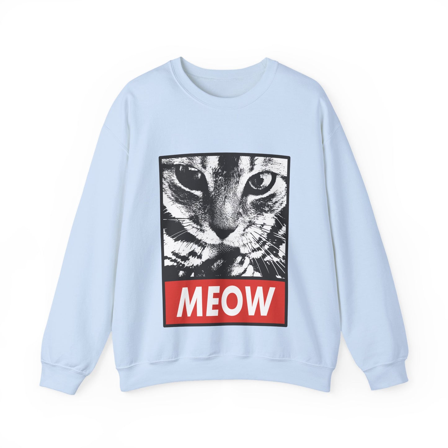 Cat Meow Crewneck Sweatshirt – Retro Graphic Cat Face