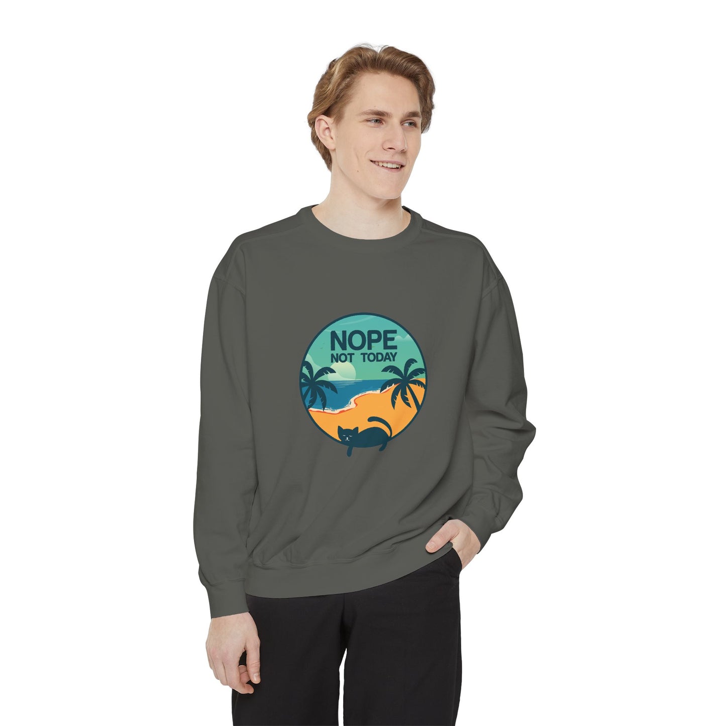 Nope Not Today Sweatshirt — Relaxed Beach Palm Tree Crew