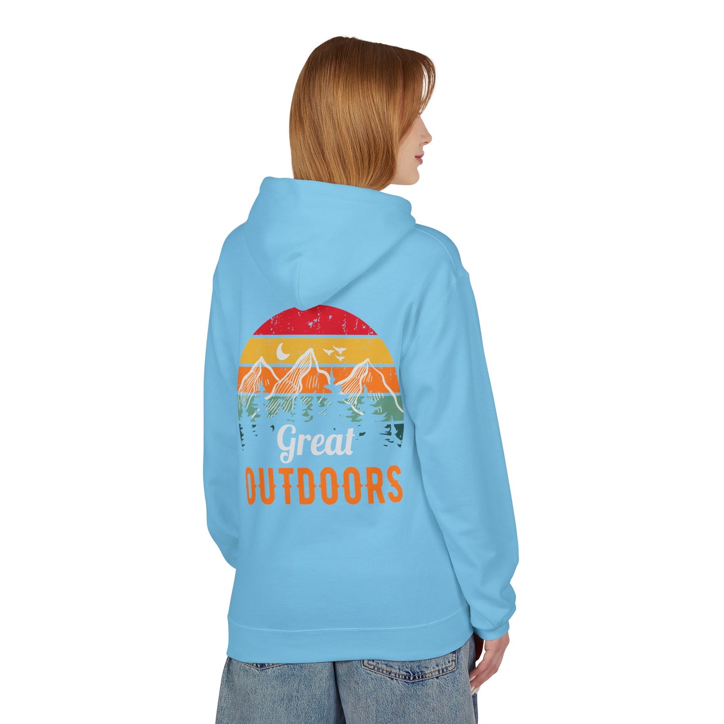 Outdoors Hoodie — Great Outdoors Vintage Mountain & Trees Pullover
