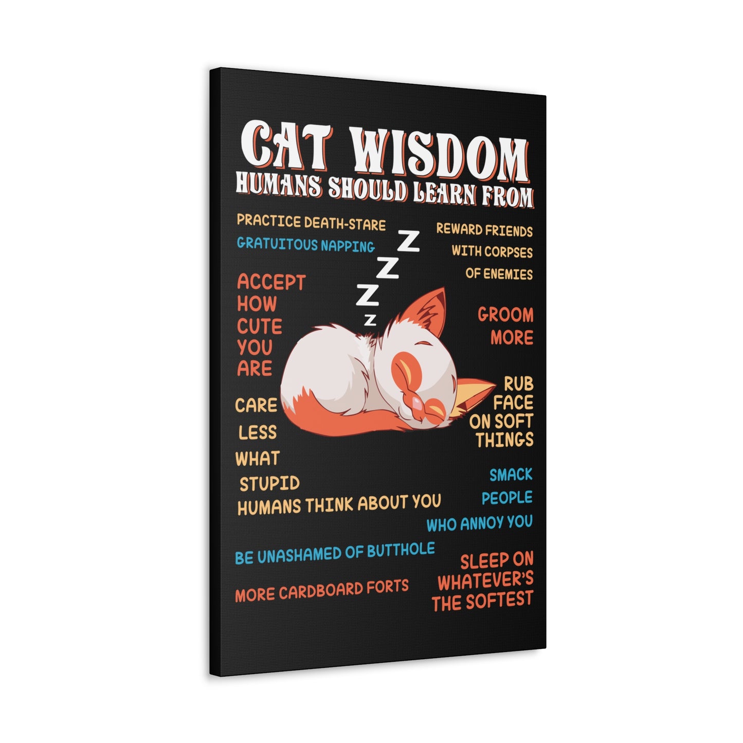 Canvas Print — "Cat Wisdom: Humans Should Learn From" Illustrated Wall Art