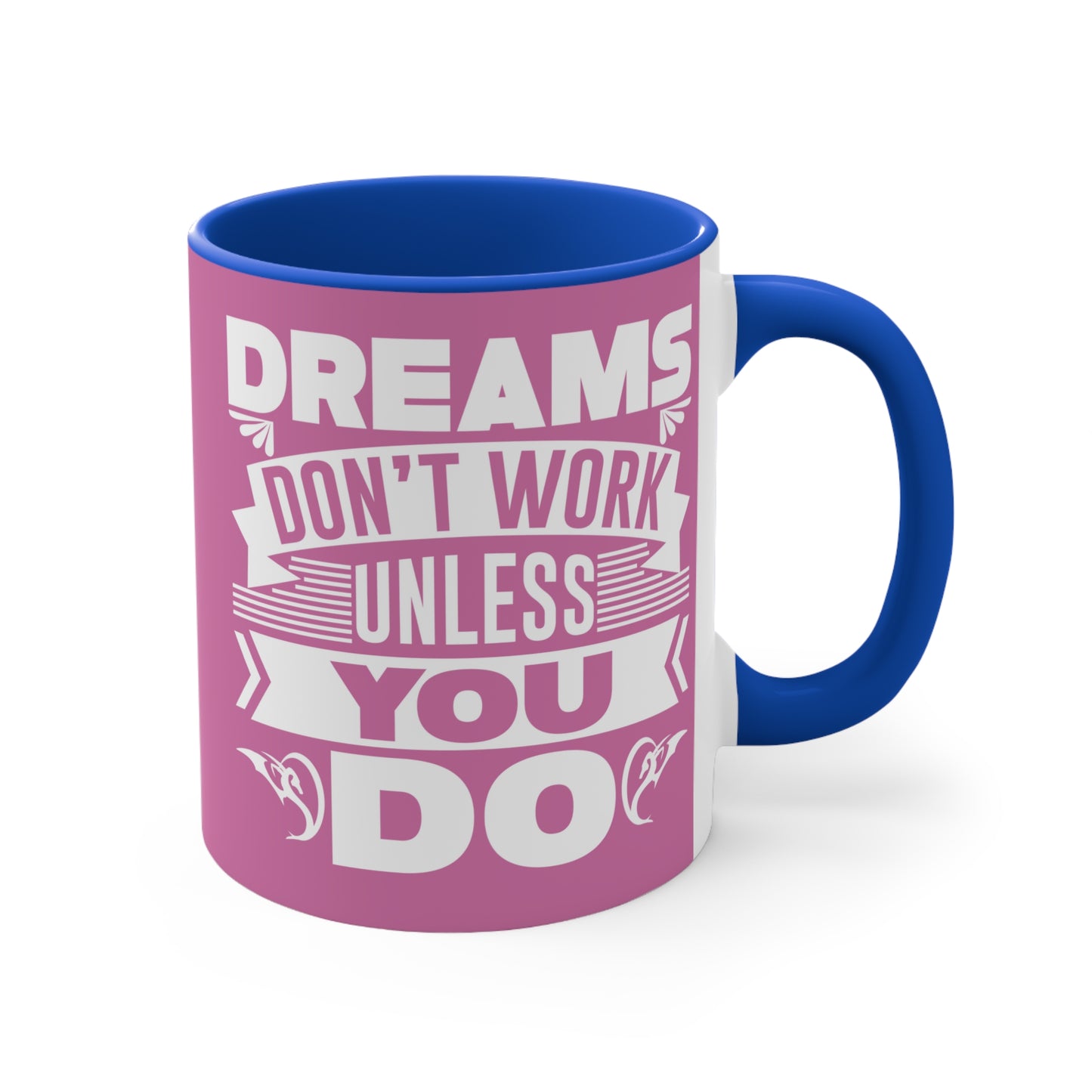 Dream Big Pink Accent Mug — Inspirational 11oz Coffee Cup