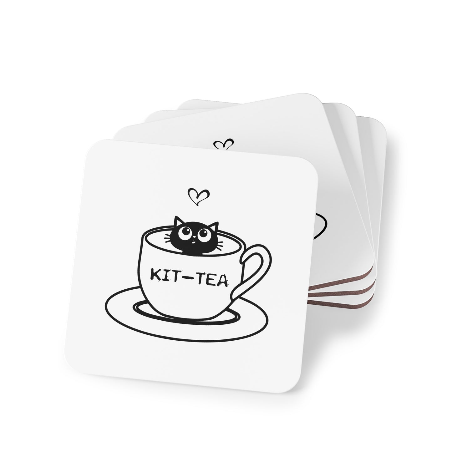 Kit-Tea Cat Coasters — Cute Ceramic Cork Drink Coasters