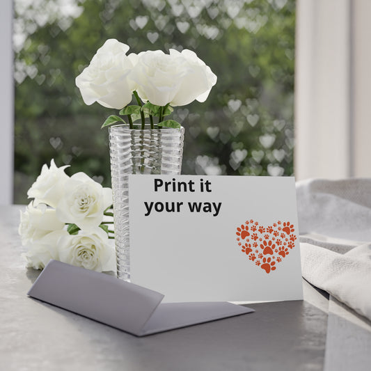 Holiday Card — Customizable Pet Paw & Cat Heart Design (Two-Sided)