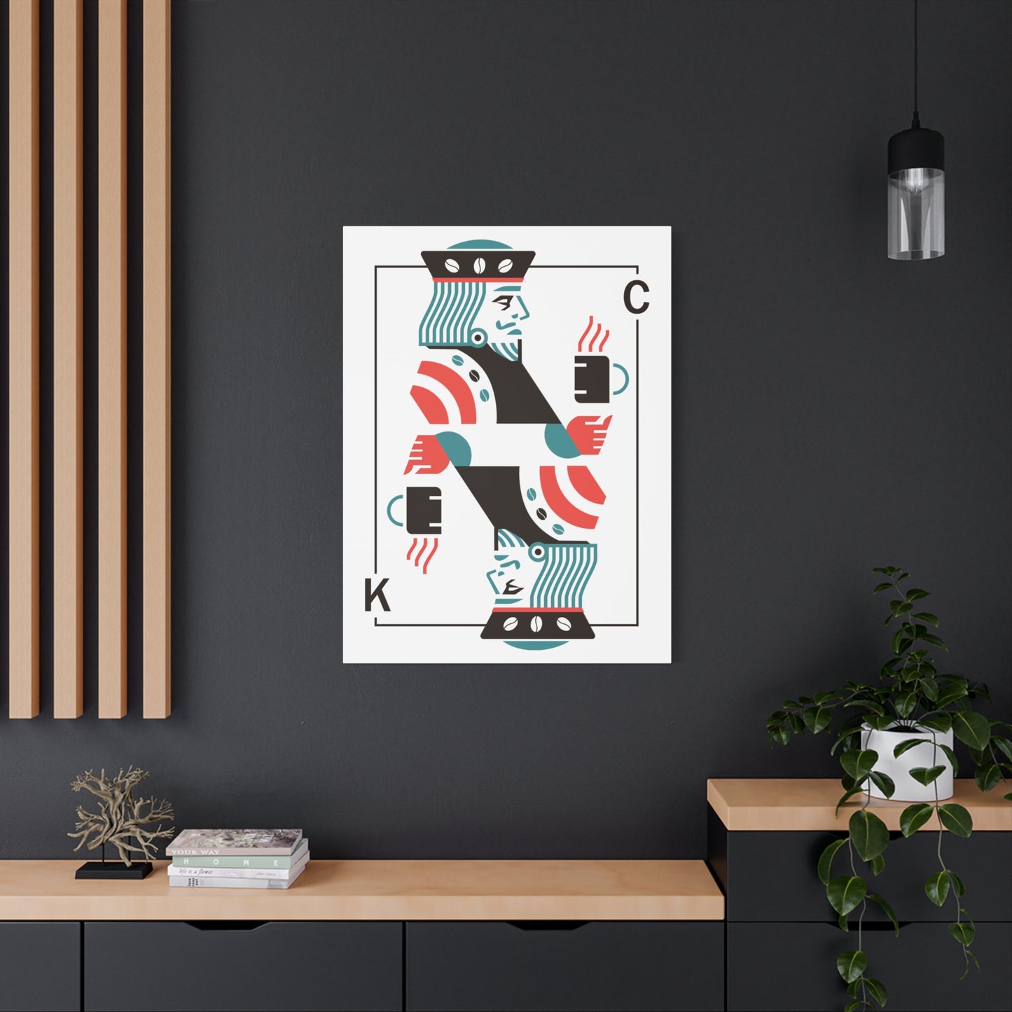 Coffee King Canvas Art — Modern Playing Card Wall Print
