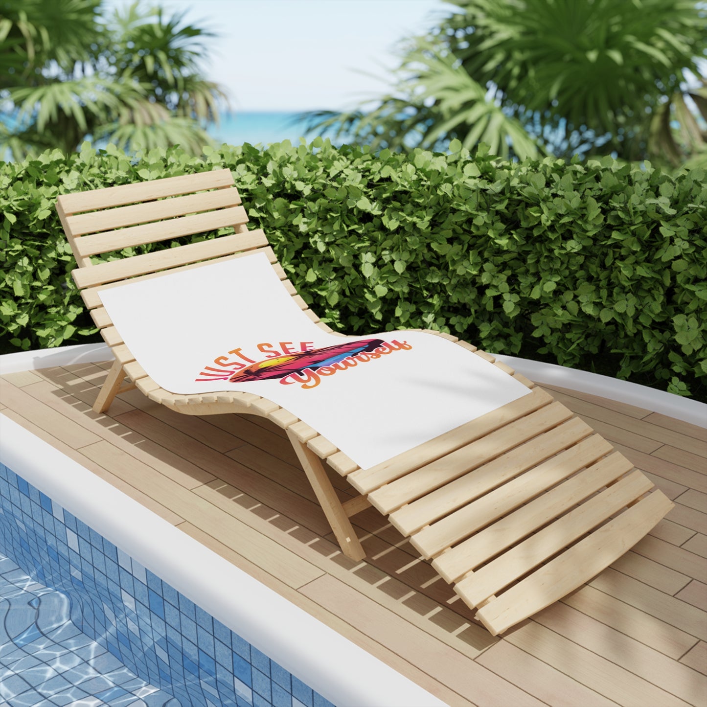 Beach Towel - "Just See Yourself" Tropical Sunset Palm Print