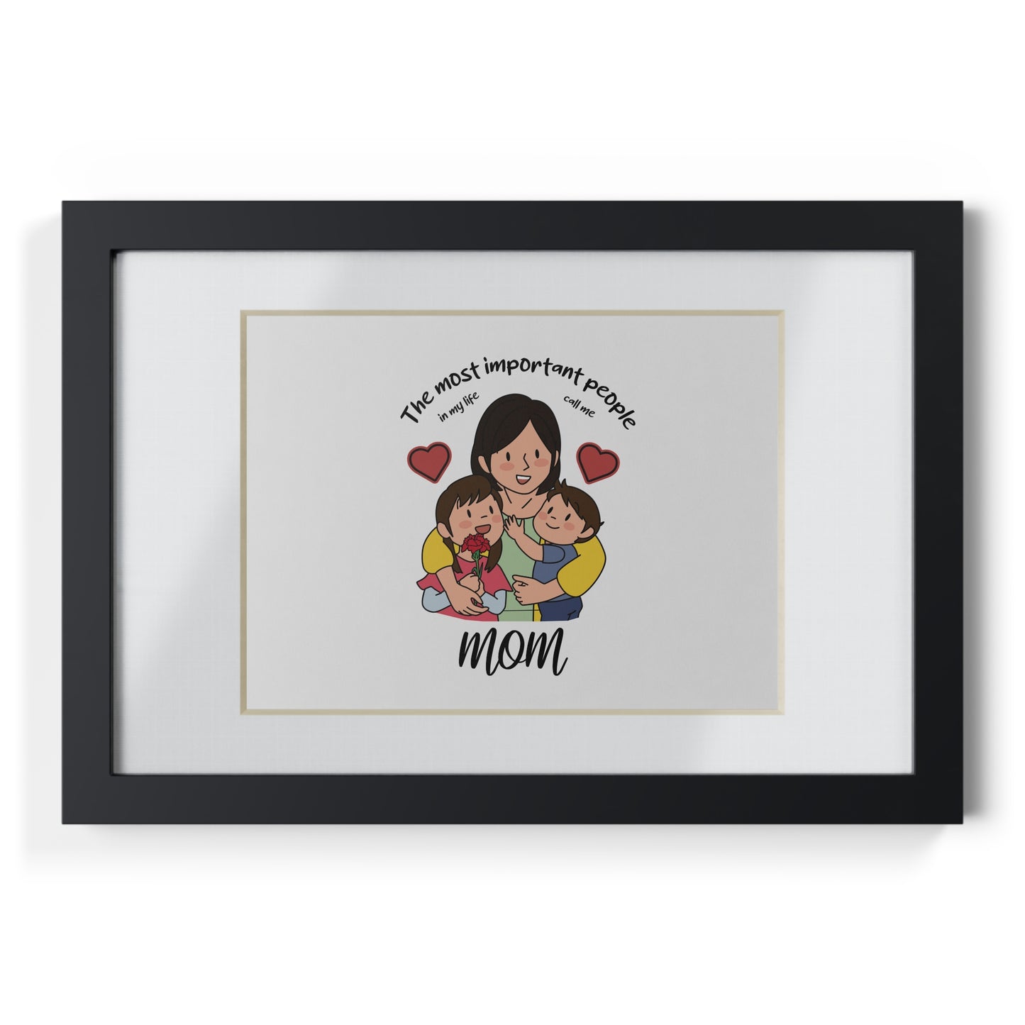 Framed Mom Poster — "The most important people" Family Illustration (Black Frame)