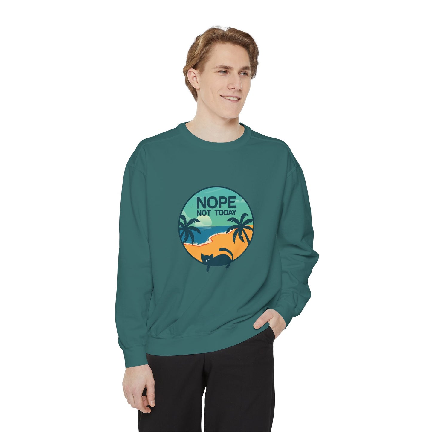 Nope Not Today Sweatshirt — Relaxed Beach Palm Tree Crew