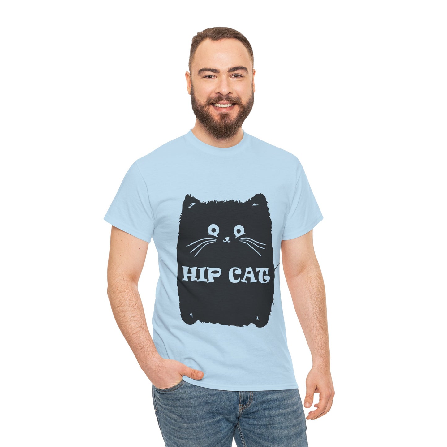 Funny Hip Cat Unisex Heavy Cotton Tee