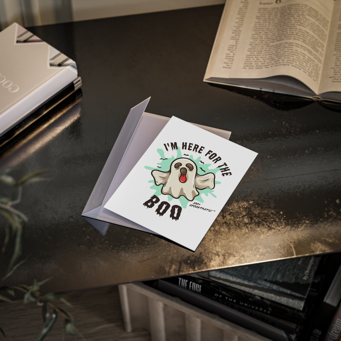 Spooky Holiday Cards - I'm Here for the Boo, Halloween Greetings, Ghost-Themed Cards, Cute Card Set, Festive Note Cards