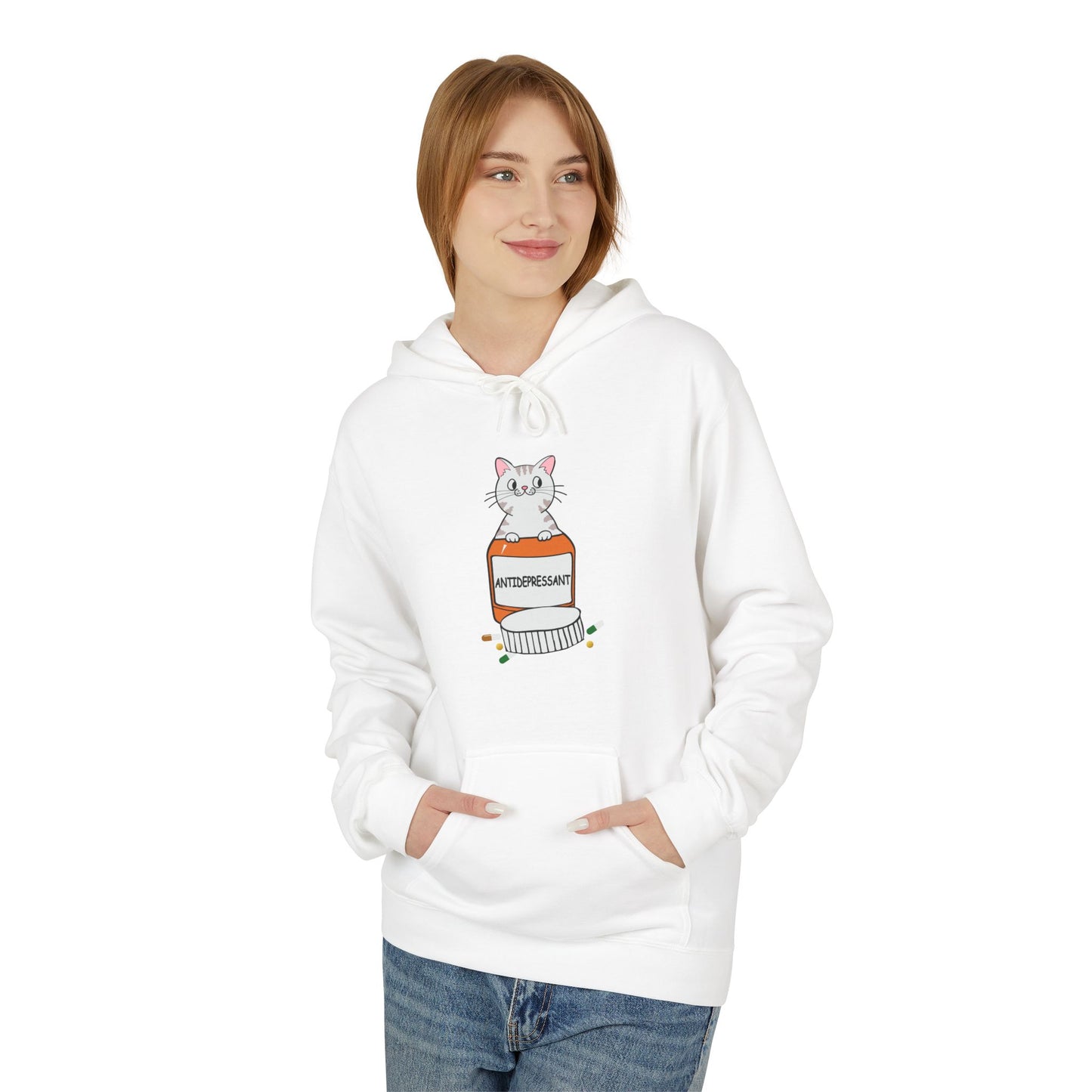 Cute Bunny in Medicine Bottle Hoodie — 'Anti Hiss' Graphic Pullover
