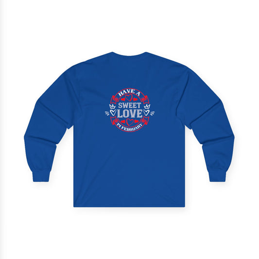 Have A Sweet Love Long Sleeve Tee — Retro Valentine Heart Graphic