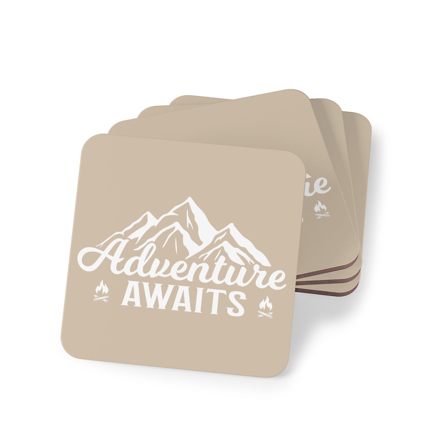 Adventure Awaits Coaster — Mountain Travel Cork Drink Coaster