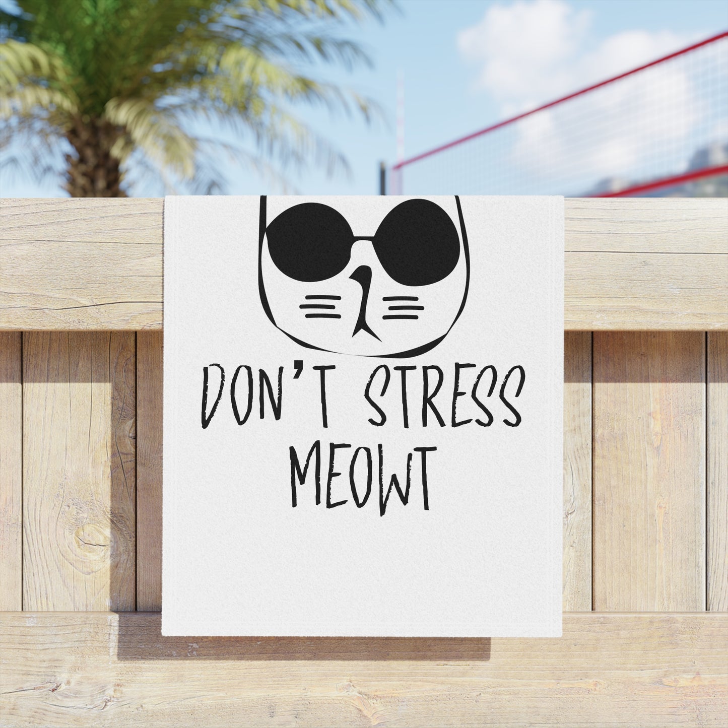 Don't Stress Meowt Cat Beach Towel — Funny Sunglasses Kitty Summer Towel