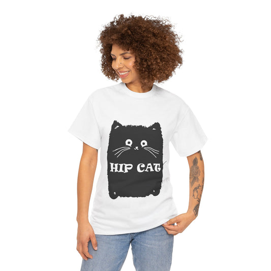 Funny Hip Cat Unisex Heavy Cotton Tee