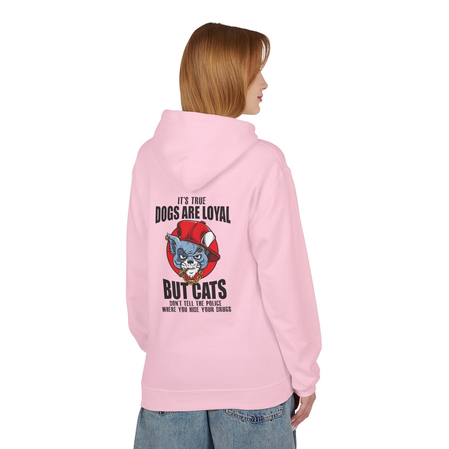 Hoodie — "Dogs Are Loyal But Cats Don’t Tell the Police" Graphic Cat Lover Pullover