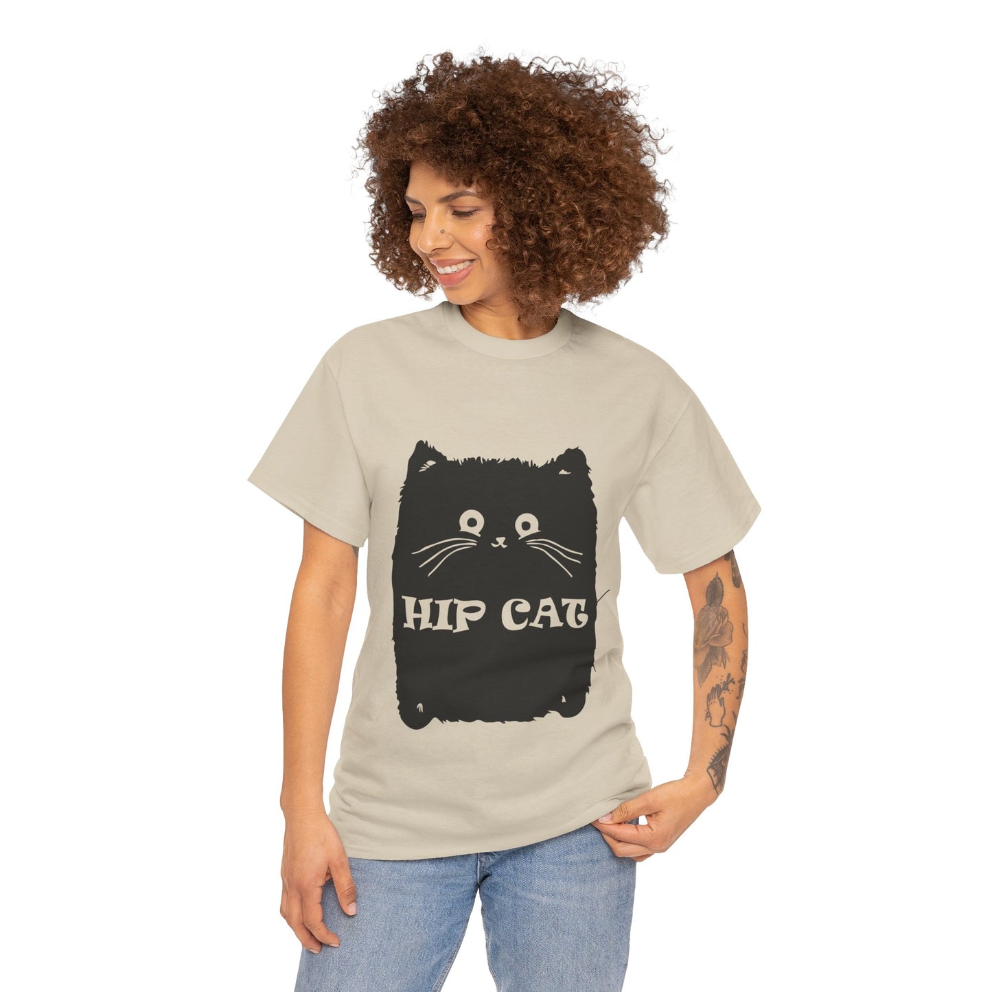 Funny Hip Cat Unisex Heavy Cotton Tee