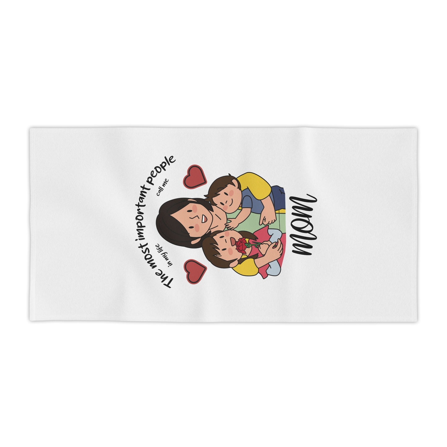 Mom & Kids Beach Towel — "The Most Important People" Family Graphic