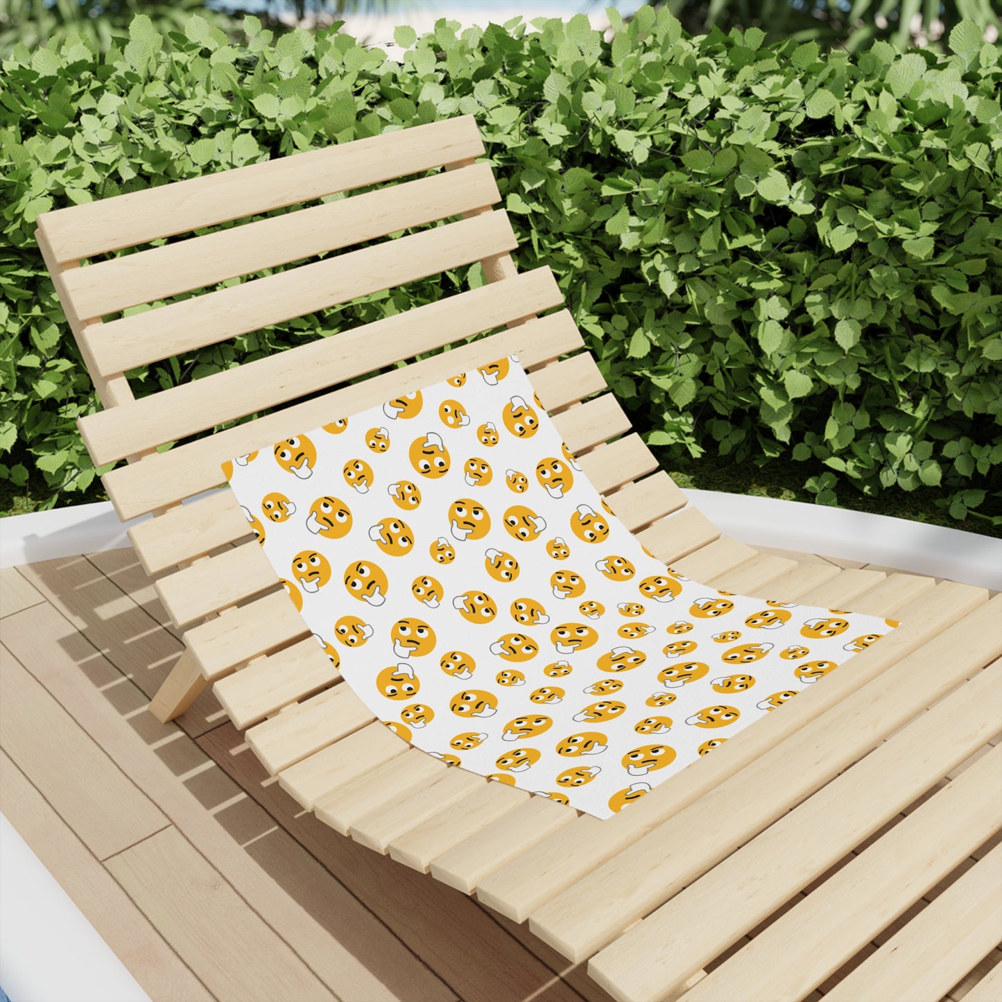 Emoji Face Beach Towel — Fun Smiley Pattern Summer Towel