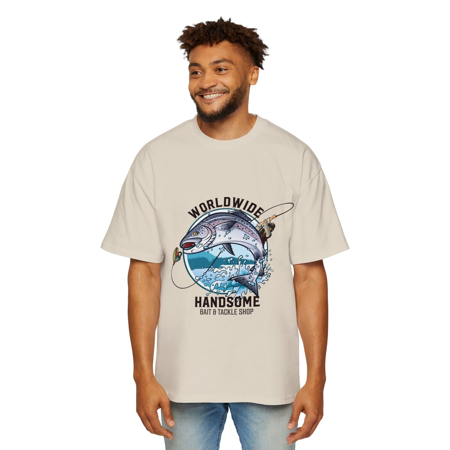 Fishing Tee — "Worldwide Handsome" Bass & Tackle Shop Graphic Shirt