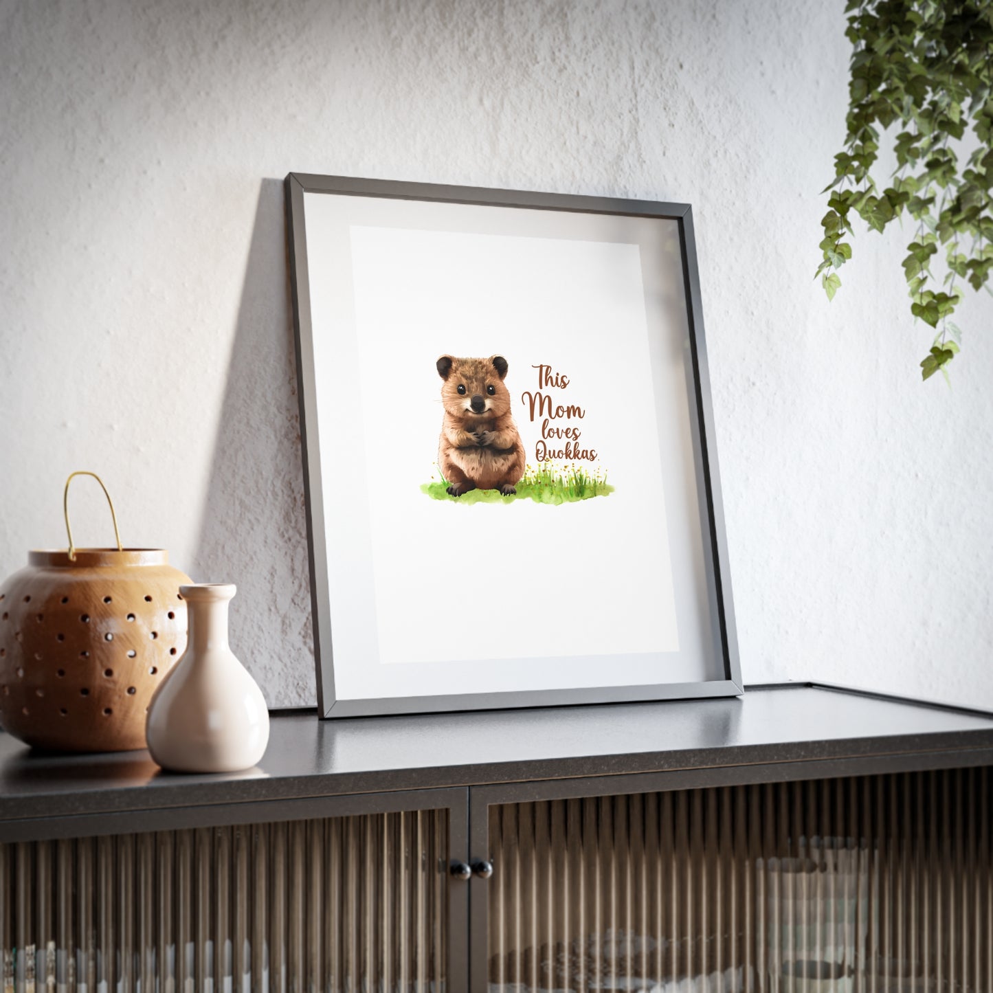 Quokka Mom Framed Poster — "This Mom Loves Quokkas" Matte Wall Art