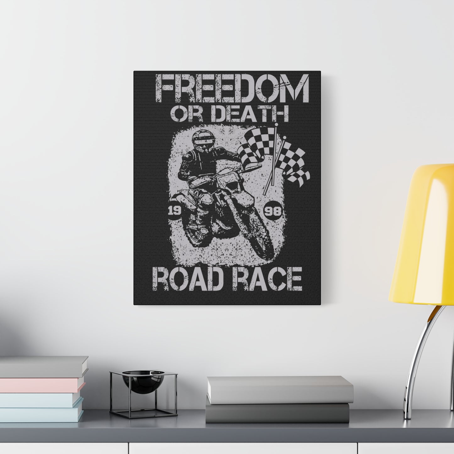 Motorcycle Art Print - Freedom or Death Road Race Decor