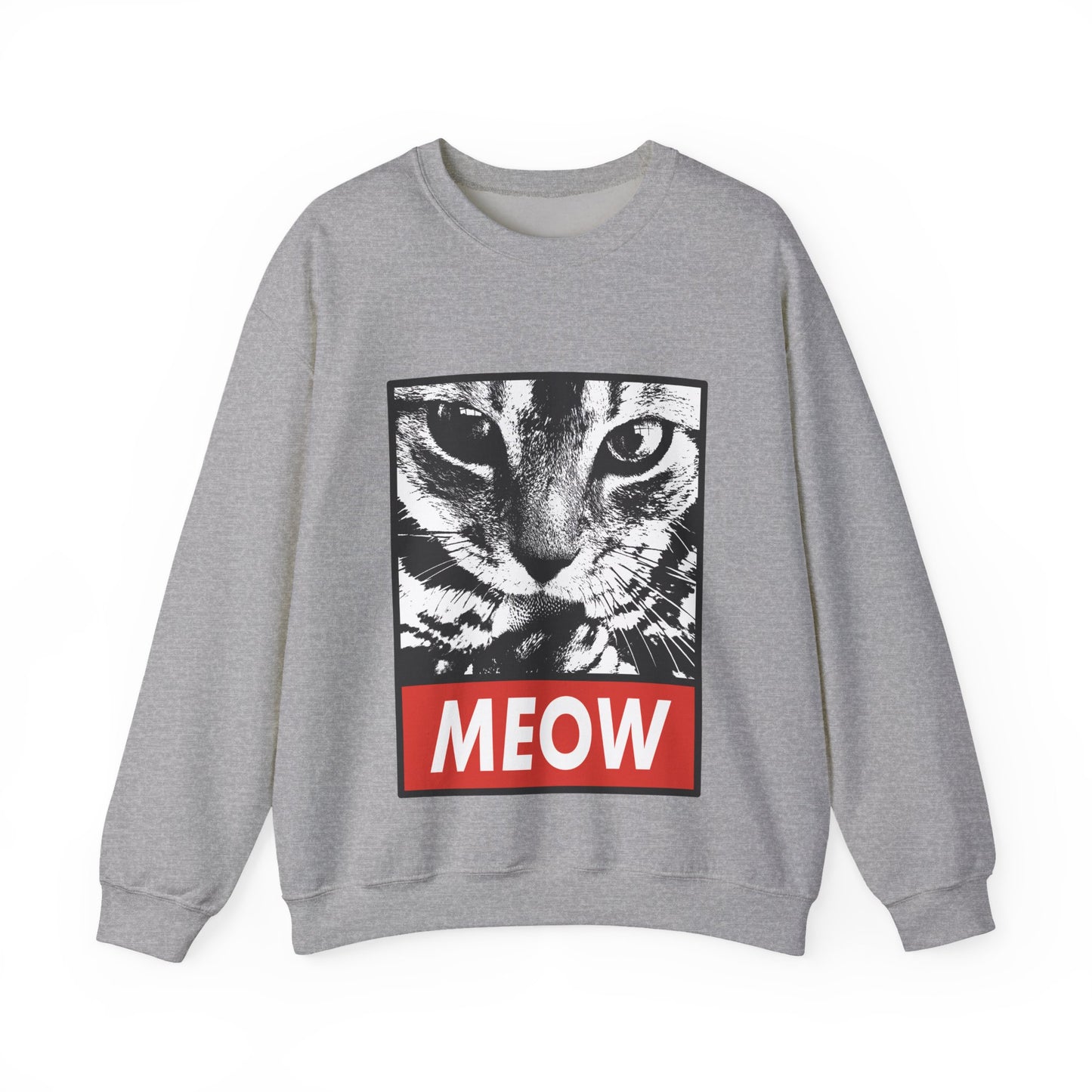 Cat Meow Crewneck Sweatshirt – Retro Graphic Cat Face