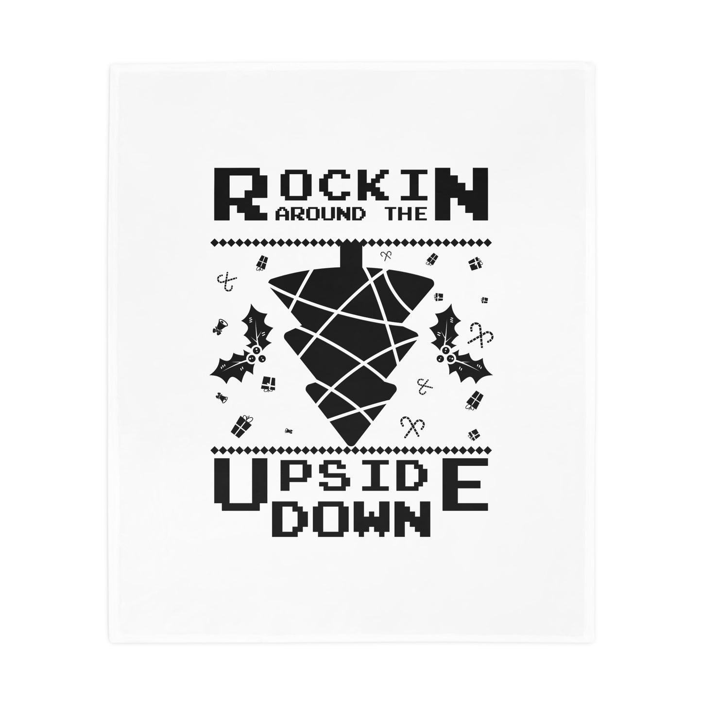 Plush Fleece Blanket — “Rockin’ Around the Upside Down” Stranger Things Holiday Throw