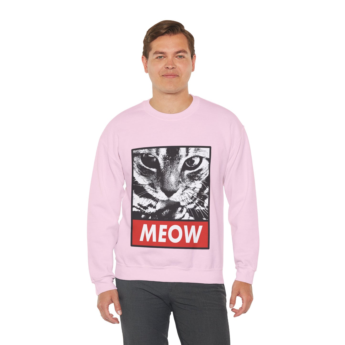 Cat Meow Crewneck Sweatshirt – Retro Graphic Cat Face