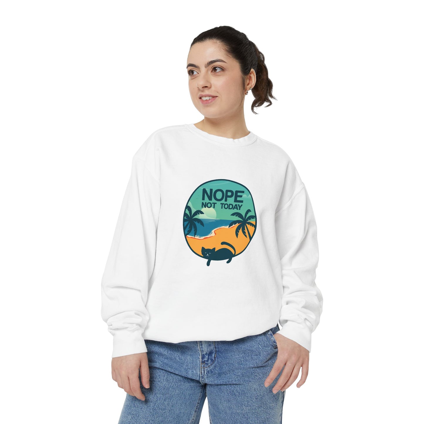 Nope Not Today Sweatshirt — Relaxed Beach Palm Tree Crew