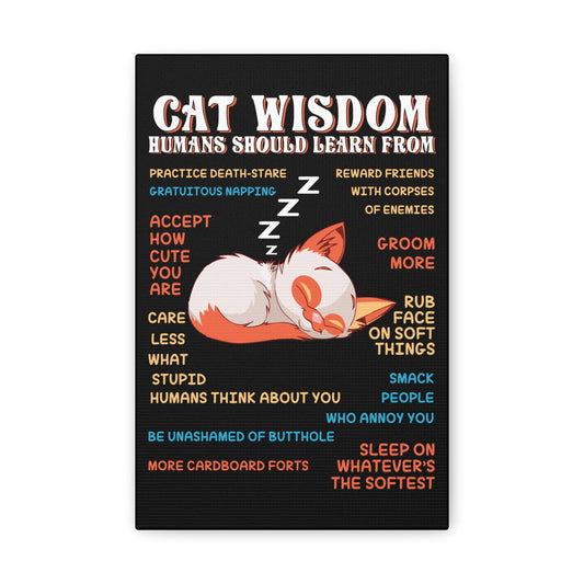 Canvas Print — "Cat Wisdom: Humans Should Learn From" Illustrated Wall Art