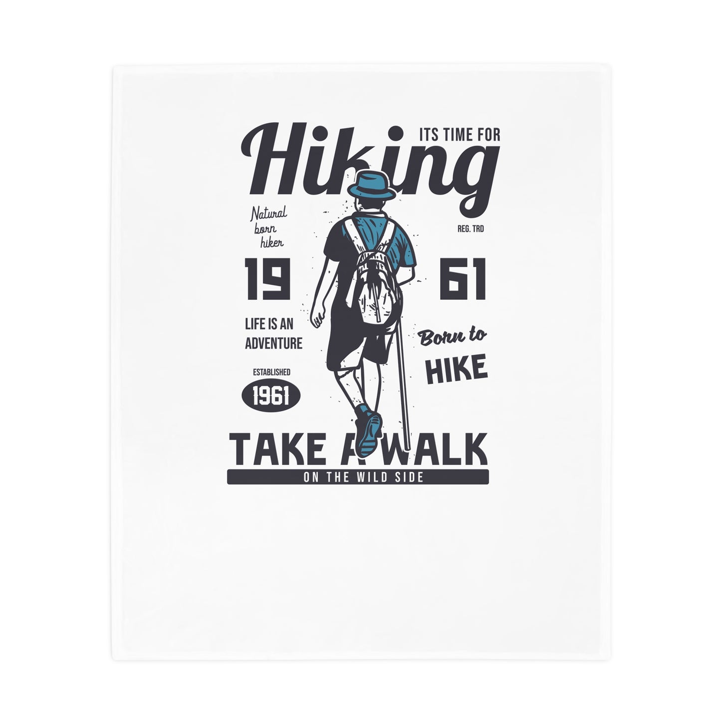 Hiking Adventure Plush Fleece Blanket — "Take a Walk" Outdoor Camper Gift