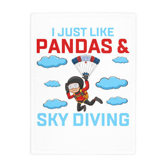 Sky Diving Pandas Plush Fleece Blanket