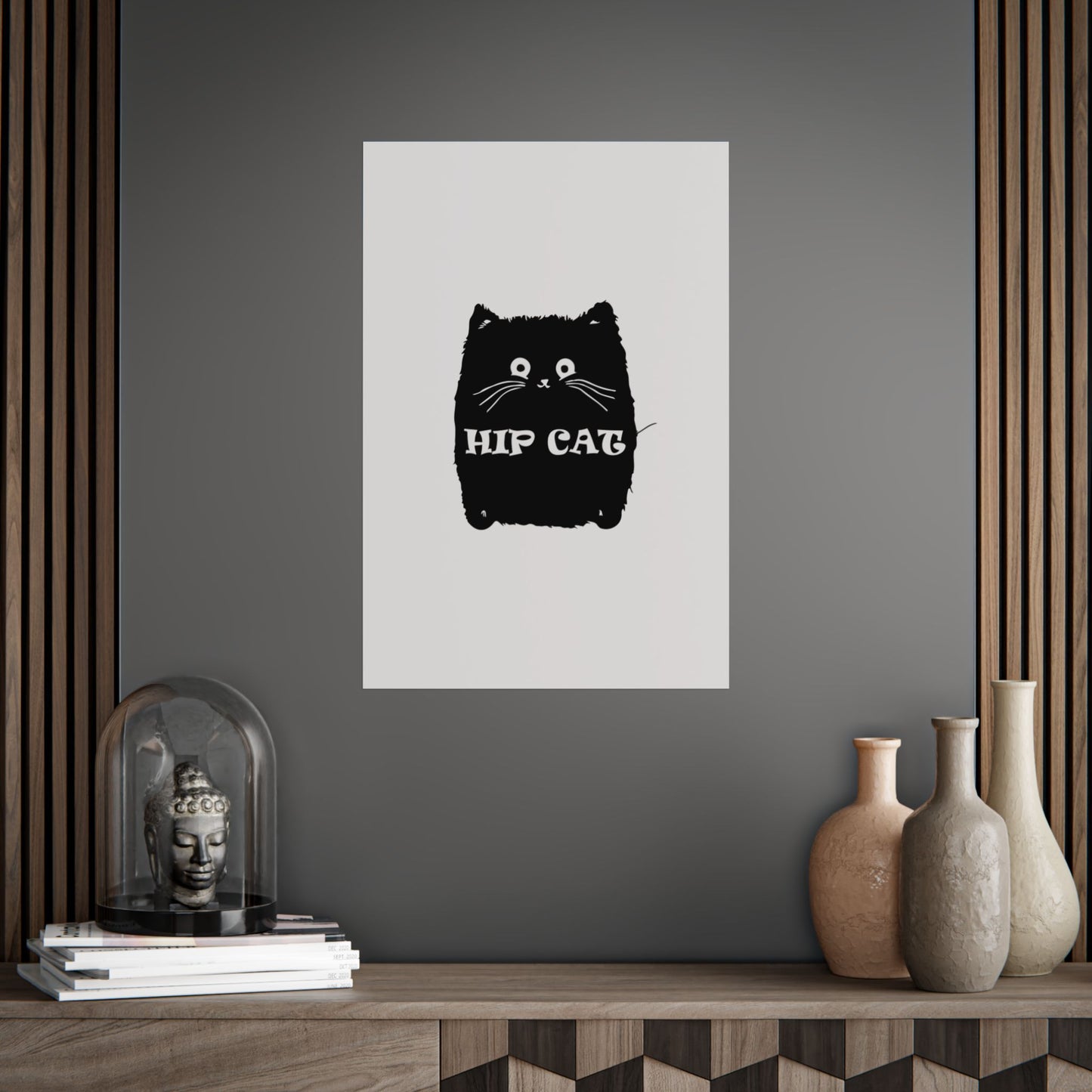 Hip Cat Poster — Cute Black Cat Wall Art Print