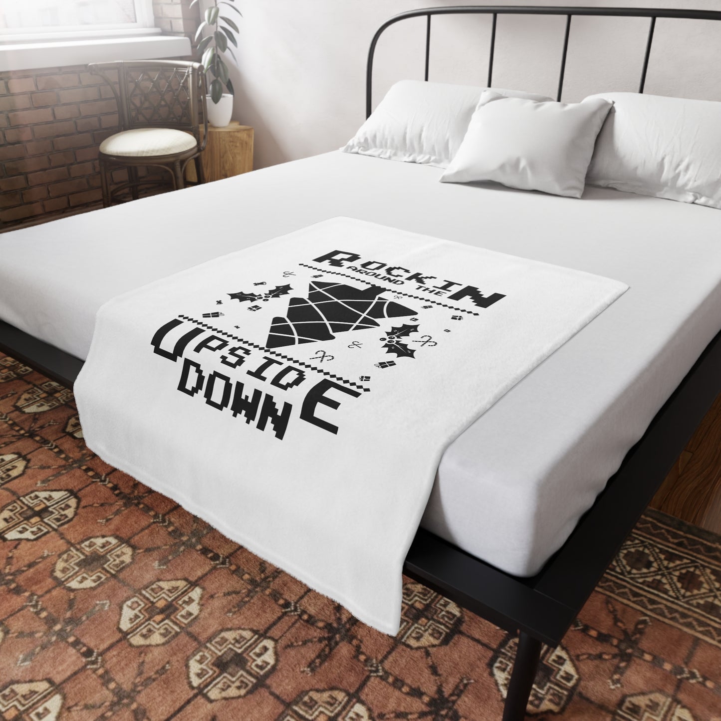 Plush Fleece Blanket — “Rockin’ Around the Upside Down” Stranger Things Holiday Throw