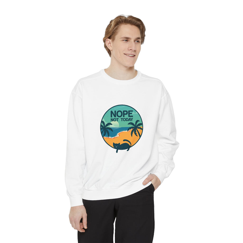 Nope Not Today Sweatshirt — Relaxed Beach Palm Tree Crew