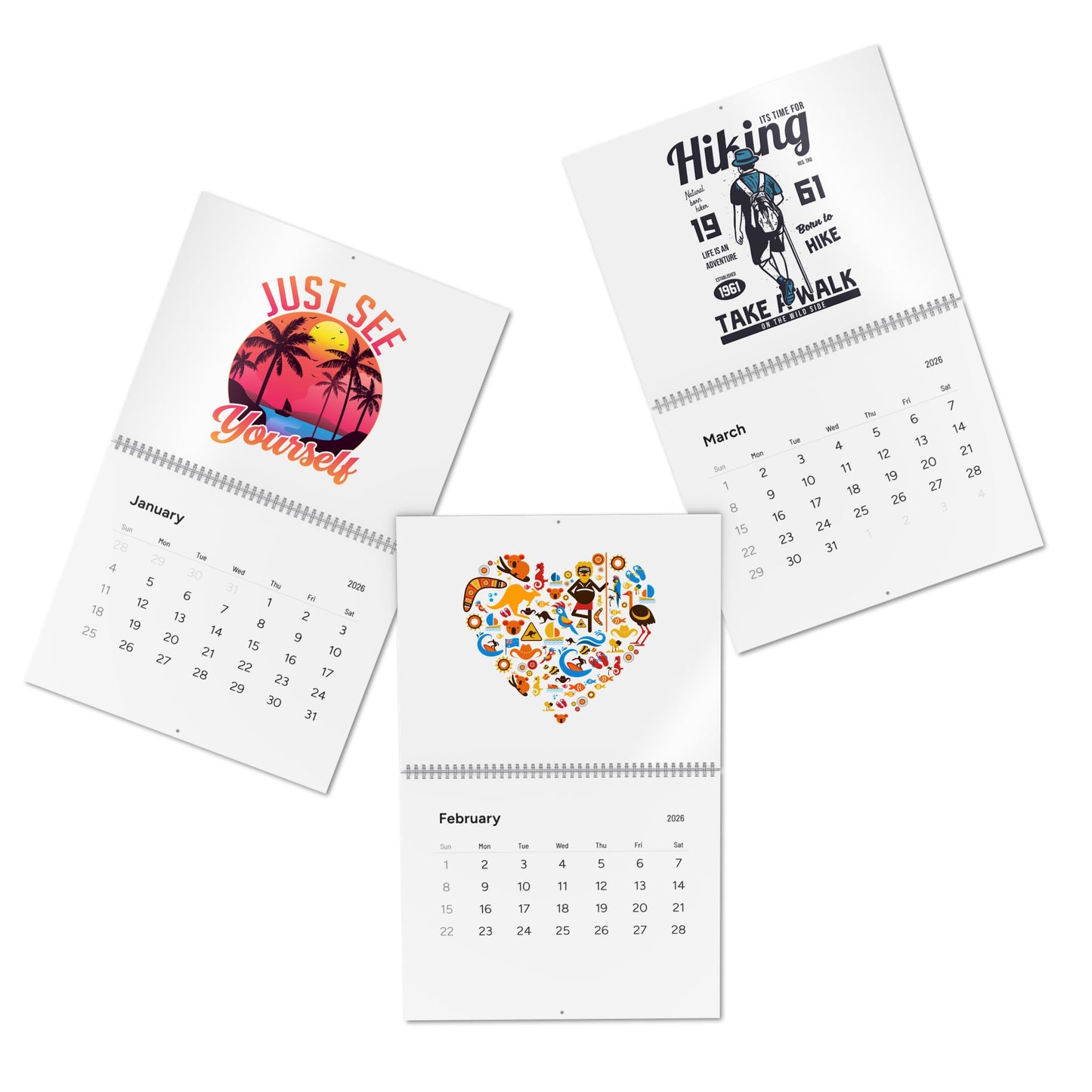 2026 'Just See Yourself' Tropical Sunset Wall Calendar — Inspirational Monthly Calendar