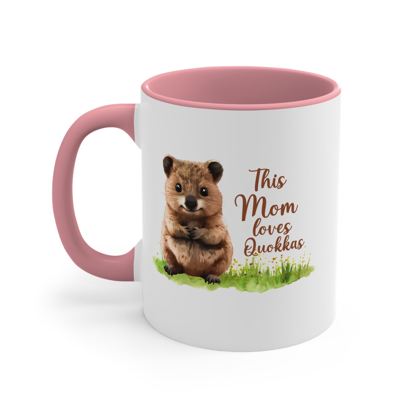 Quokka Mom Accent Mug — "This Mom Loves Quokkas" 11oz